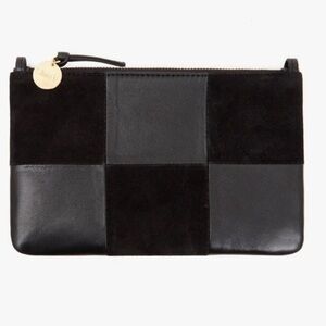 Clare V black leather suede wallet clutch with tabs NWT